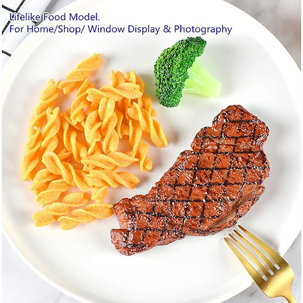 2 st Simulerad Matbiff Artificiell Livsliknande Biff Falsk Kokt Rostbiff Köttmodell för Hemköksskåp Skrivbord Butiker Fest Dekoration Provvisning P
