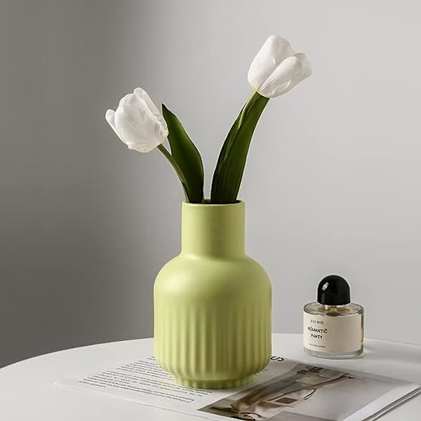 Nordisk keramisk vas Hem Vardagsrum Bord Dekoration Blommor Hydroponisk Behållare Veranda Sovrum Inredning Tillbehör (Färg: Grön)