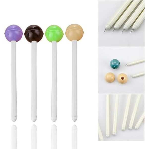 KitMax (TM) Pakke med 8 stk 0,5 mm søte kule nyhetssukkerfarge Lollipops Decor Gel Blekkpenn Kontor Skoleartikler Studenter Barn Gave (Farge kan variere)