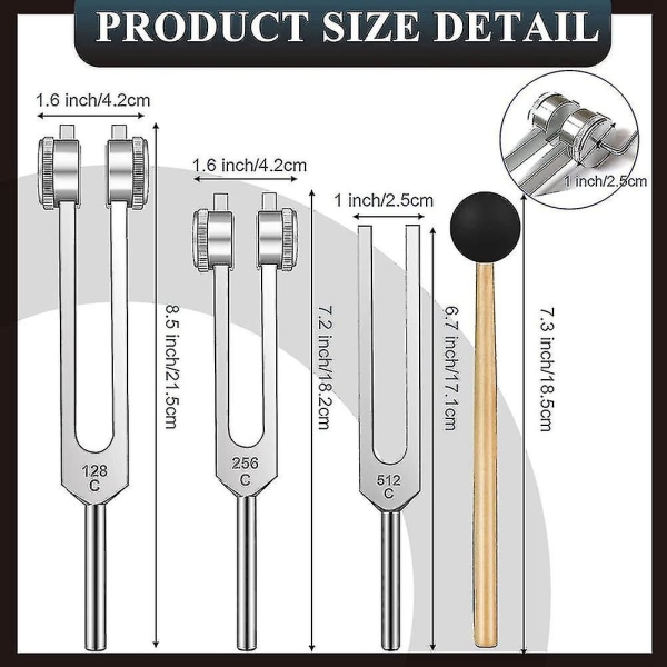 Stemmegafler Sæt-128 Hz,256 Hz,512hz Stemmegafler Perfekt Til Helbredelse