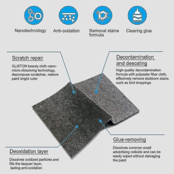 Nano Sparkle Cloth (grå 4 stk), 2022 Nano Sparkle Cloth for bilriper, Nano Magic Cloth Reparerer enkelt Lakk Scratcheswanan)