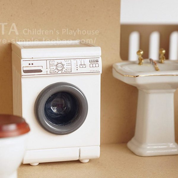 Barnleksaker 1:12 Skalbar Tvättmaskin Barnlek Tvättmaskin Torktumlare Miniatyr Trämöbler Mini Tvättmaskin Leksak