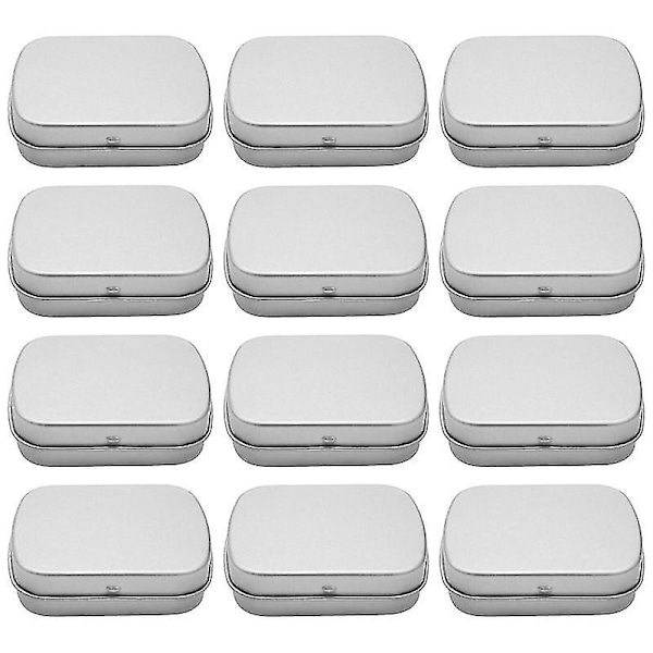 Metallbehållare - 12-pack metallburk mini bärbar låda behållare för ing pin, pärlörhänge J