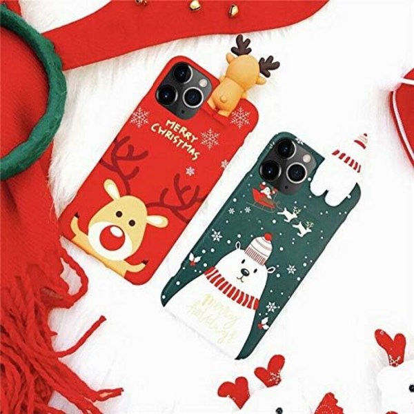 Case för iPhone 11 Pro Max, Merry Christmas Mjukt Silikon TPU 3D Söt snögubbe Tomte/älgmönster Ganska söt Premium Flexibelt case
