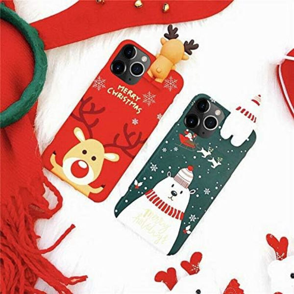Julskal för iPhone 11 Pro Max, God Jul Mjuk Silikon TPU 3D Söt Snögubbe Tomte/Älg Mönster Vacker Söt Premium Flexibel Skyddande Skal