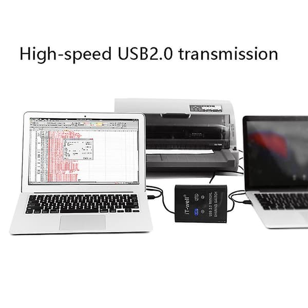 USB-printerdelingsenhed, 2 ind 1 ud printerdelingsenhed, 2-ports manuel KVM-switchsplitter