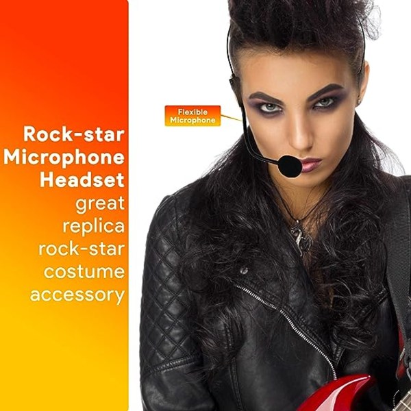 Rockstar kostymetilbehør Headset - Fake Rock Star MJ Singer Mikrofon og hodetelefoner Kostymetilbehør rekvisitt