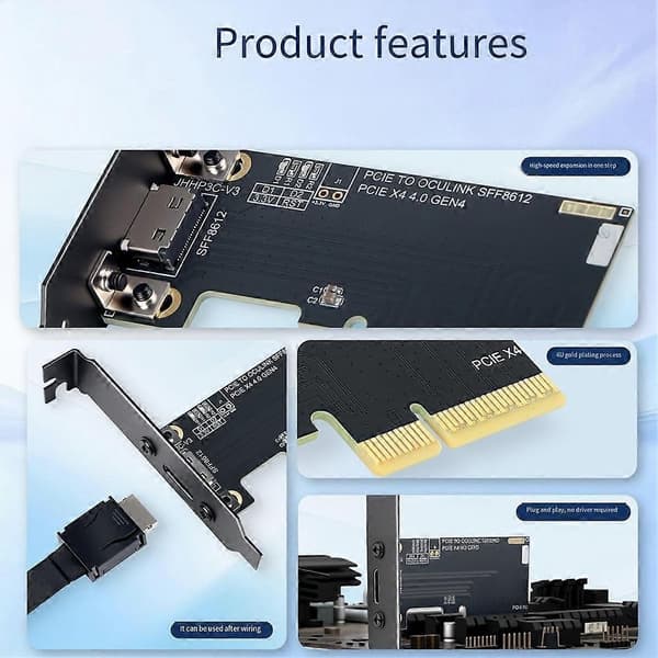 PCIe 4.0 X4 - Oculink SFF8611/8612 -sovitinkortti PCIE 4.0 SSD U.2 OCUlink -sovitinkortti PC-tarvikkeet
