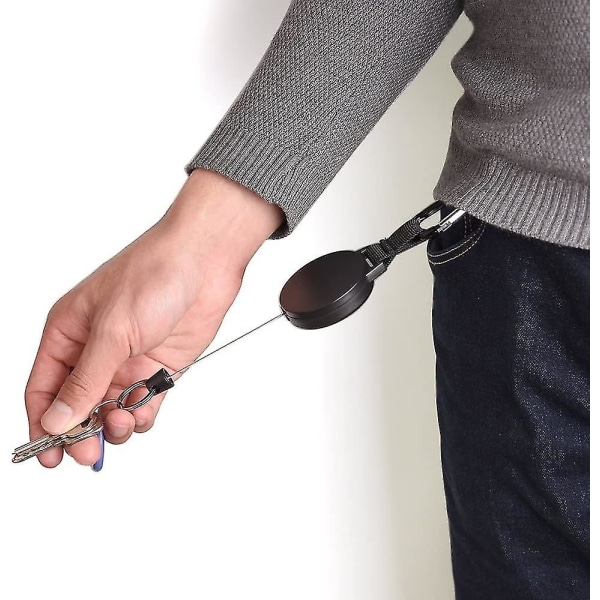 3 delar ID-märke Jojo Kraftig utdragbar nyckelring Infällbar nyckelrullnyckel Jojo nyckelring med 65 cm/25 tum ståltrådssladd,