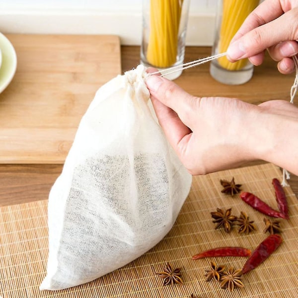 30 stykker krydderposer for matlaging Ostedukposer for siling Gjenbrukbare tomme teposer med snøring Suppeposer Muslinposer