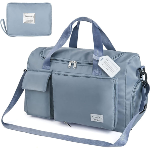 Rejsetaske, Foldbar Gymtaske Overnight Weekendtasker til Kvinder, Let Hospitalspose med Vådt og Tørt Adskillelse, Stor Holdall Taske Cabi