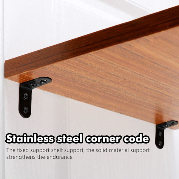 20 stk Høyre Vinkel Svart Monteringsbrakett L-Formet Brakett Vinkelbrakett 90 Grader Rustfritt Stål Metallbrakett 40*40mm