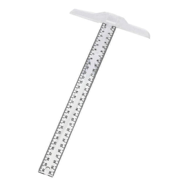 Gong Ying 30cm/12\" Plast T-linjal Metrisk Linjal Cm/tum Dubbelsidig Skala T-formad Linjal Z16748