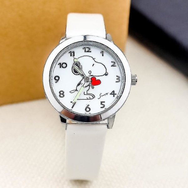 Tib Snoopy Watch barnkvartsklocka Modeanimation Pojke Flickor Lysande watch Pu-läderrem Söt Barnklocka Present