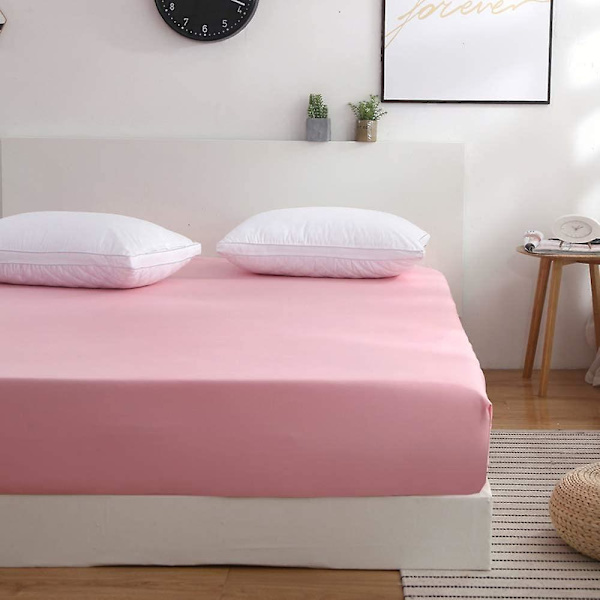 Tilpasset laken 150x200 Cup 30 Cm Madrassbeskyttelse Polyester Sengetøy, Rosa (ekskludert putevar)