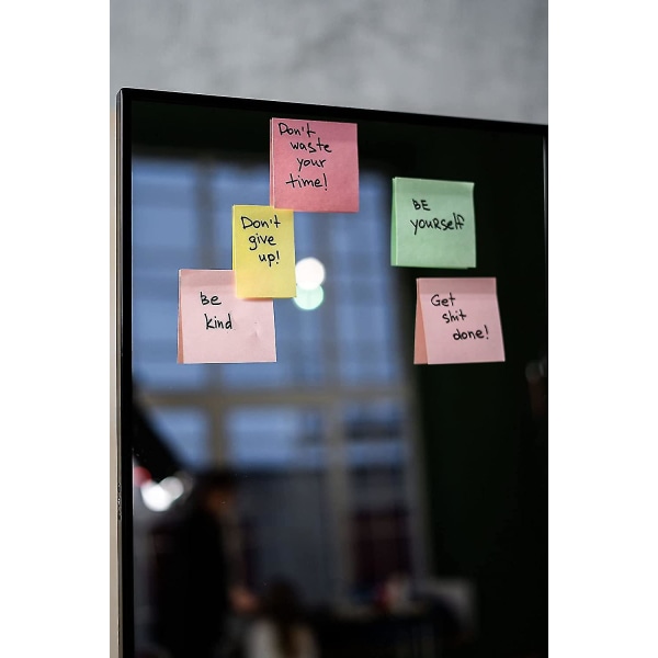 (pakke med 12) Post-it Notes 7,6x 7,6 cm, Pastelfarvede Super Sticky Sticky Notes, 100 stk./bog