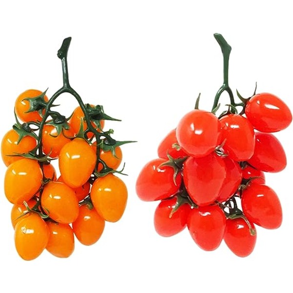 2 sarjaa eläviä keinotekoisia kirsikkatomaatteja Realistisia väärennettyjä tomaatteja simulaatiovihanneksia hedelmiä kotiin, puutarhaan, kauppakaappiin, valokuvaukseen, Chri
