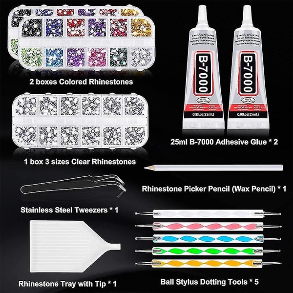 4000 Rhinestones 2st 25ml Lim för Rhinestones, 1 vaxpenna för konst