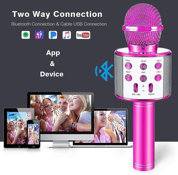 Bluetooth Bærbar Karaoke Mikrofon - Den Perfekte Gaven Til Barn