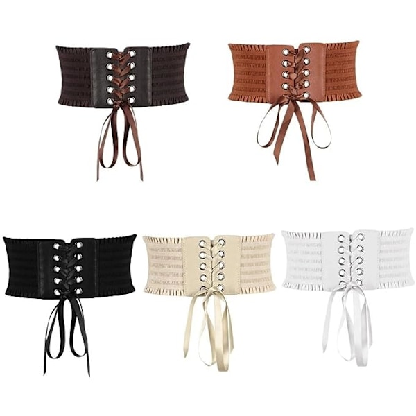 Kvinnor Stretch Spänne Korsett Bälte Dam Bred Tassel Elastisk Hög Midja Klänning Bälte Rosett Midjeband Tillbehör (Färg : C, Storlek : 1)