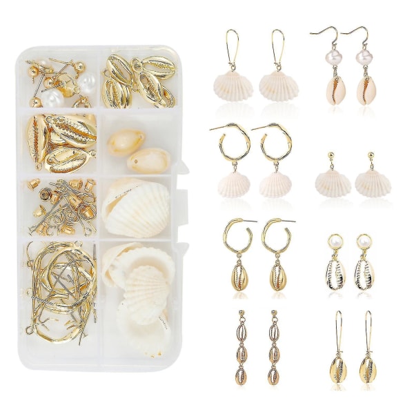 Diy Retro Örhängen Hantverk Set, Olika Örhängen Leder, Pärlor, Hänge Material Tillbehör, Snäckor Set--