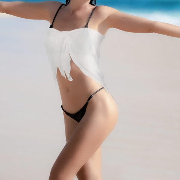 Strand Sarong Sexy Chiffon Bikini Cover Up Baddräkt Wrap Klänning Kjol för Kvinnor Semester Strandkläder Cover