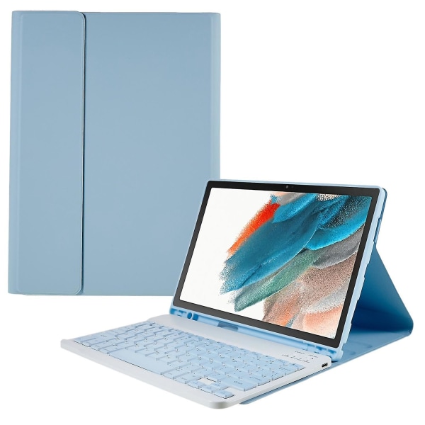För Samsung Galaxy Tab A8 10.5 (2022) X205/X200 Pen Slot Design Justerbart ställ Tablett PU- cover+ blå
