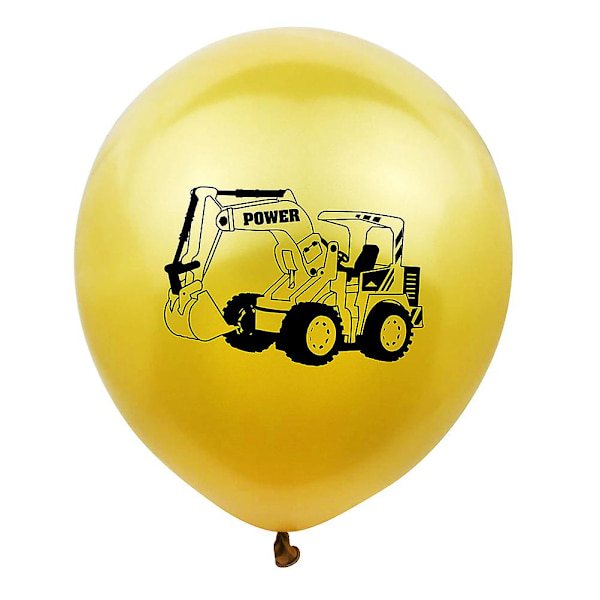 18 stk 12 tommers ballonger sett gravemaskin konstruksjonskjøretøy trykk ballonger lateksballonger bryllup bursdagsfest favoriserer - uten bånd (gylden+ora