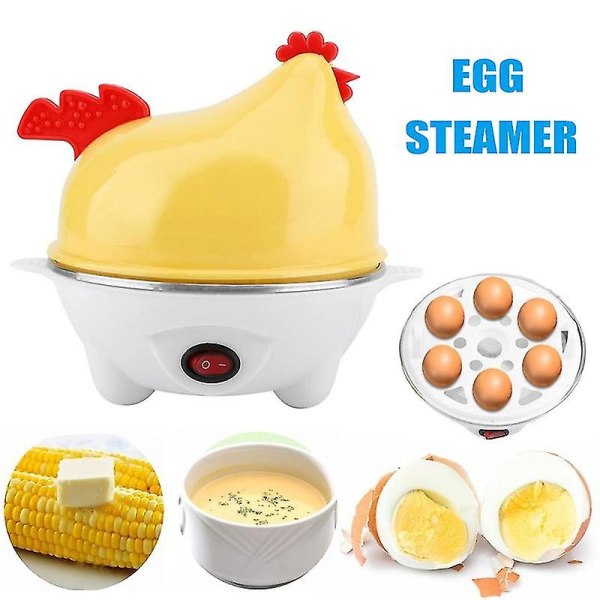 Mini Elektrisk Eggkoker 6 Egg Automatisk Steamer Boiler Kjøkkenverktøy