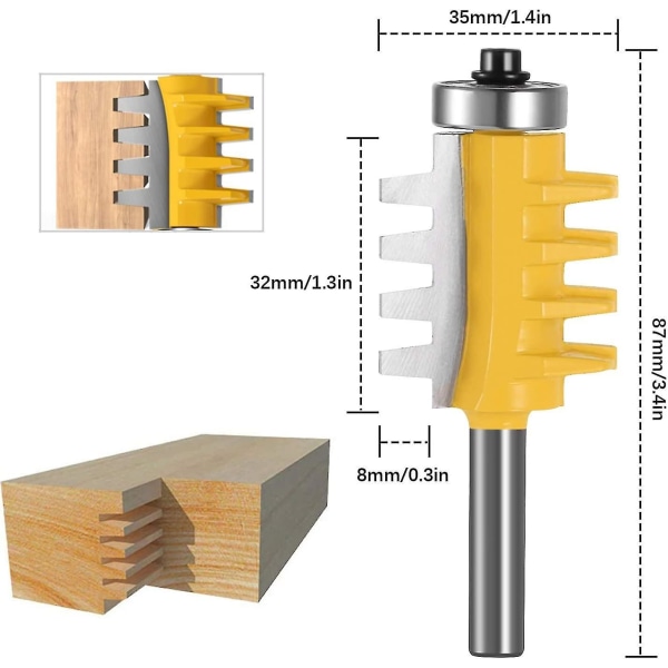 Chisea 8 mm skaftskinne Finger Vendbar Fugeoverfræser Limbit Taper Tapskærer Til Træbearbejdning Snedkerværktøj