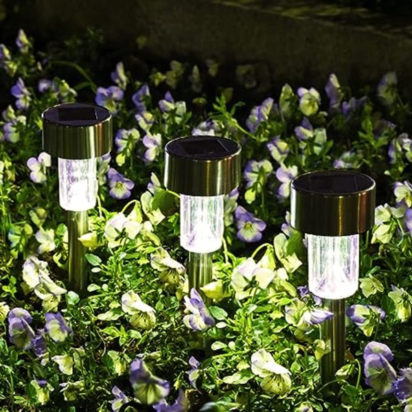 12 Pakk Solcelledrevne Utelys For Gangsti, Rustfritt Stål Solcelledrevne Utelys Vanntette, LED Landskapsbelysning Solcelledrevne Gangstilys For Landskap/ Terrasse
