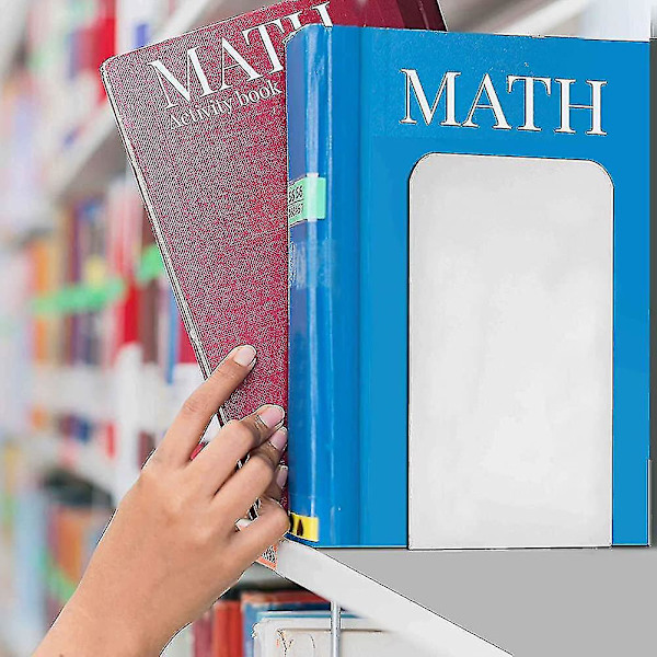 Vita metallbokstöd. Bokstöd för hyllor med skumdynor. Tung bok