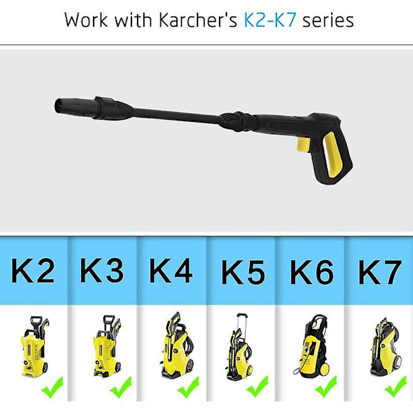 Udskiftningspistol og sprøjtespyd til Karcher K2 K3 K4 K5 K6 K7 højtryksrenser, Quick Connect vandstrålepistol til Krcher K2 K7-serien
