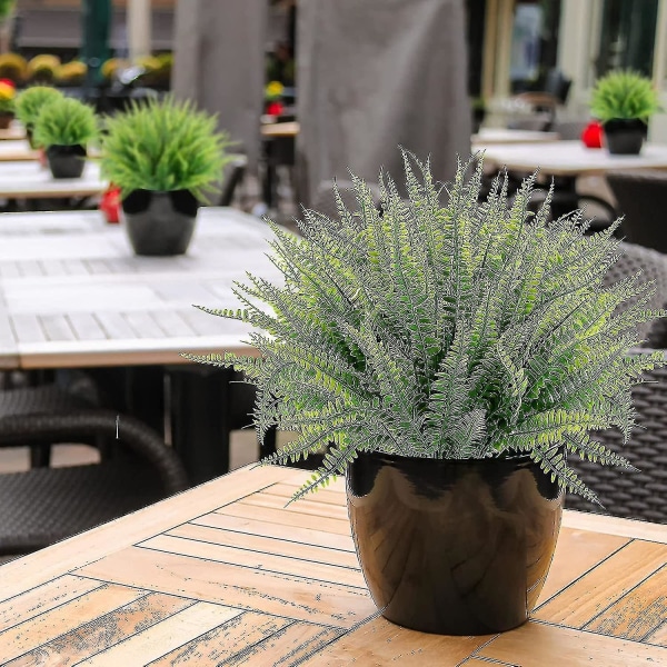 12 bunter kunstige planter, falske Boston-bregnegrønt utendørs UV-bestandig Ingen falming Faux