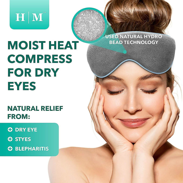 Oppvarmet øyemaske for tørre øyne - Mikrobølgeaktivert varm øyekompress behandler blefaritt og stivhet - Vår plysj, varme kompress for øyet