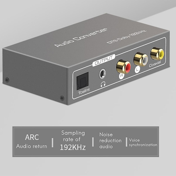 192khz Dac Audio Konverter Toslink Optisk Koaksial -kompatibel Arc Til Koaksial Toslink L/r 3.5mm Ada