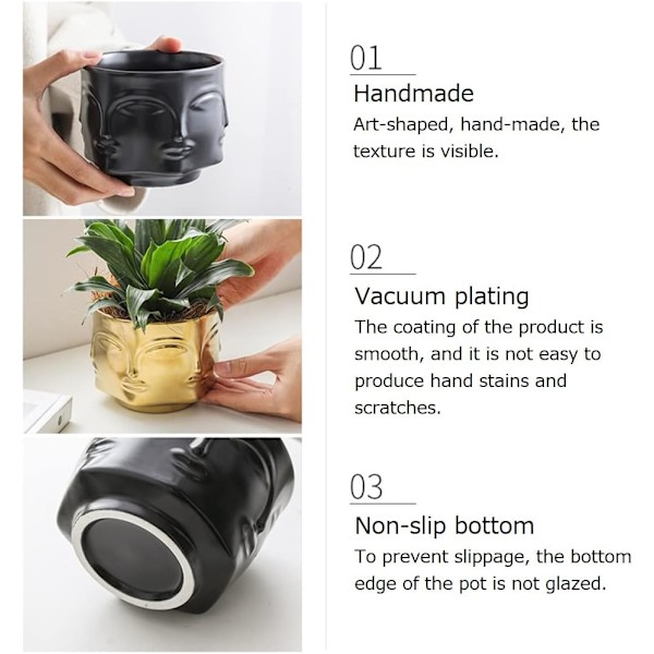 Ansigtsformet Vase Keramik Plantepot Hoved Ansigt Moderne Indendørs Blomster Plantepot Kreativ Menneskelig Ansigt Statue Dekoration Blomsterpot Soveværelse
