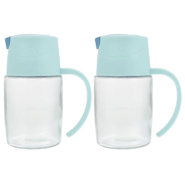 Oliedispenserflasker Nyttige køkkenolivenoliedispenserflasker Blå 300 ml glasolieopbevaring 2 sæt Blue 13.2X11X7.2CM