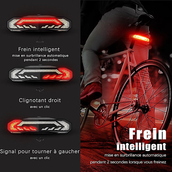Tyverisikret cykelalarm - Vandtæt USB-opladelig LED-baglygtealarm