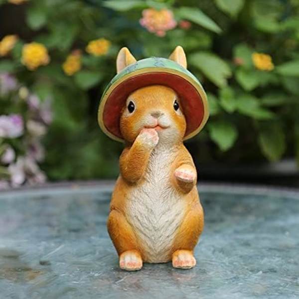 Kanin Staty Deko Trädgård Kanin Figurer Polyresin Stående Söta Kaniner Inomhus Utomhus Djur Dekorationer, för Hem Trädgård Uteplats Café Kontor Stor G