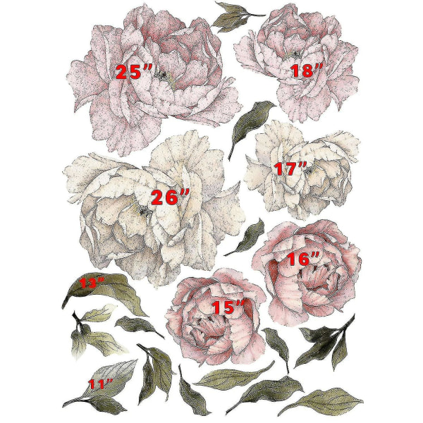 Peon Rose Blomster Veggklistremer Kunst Barnerom Klistremerker Hjem 2stk