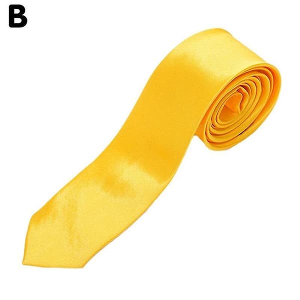 Herrslips Smal Klassisk Svart Bröllopsslips Pojkar Slim SNABB Enfärgad --.US E2V3 yellow One-size