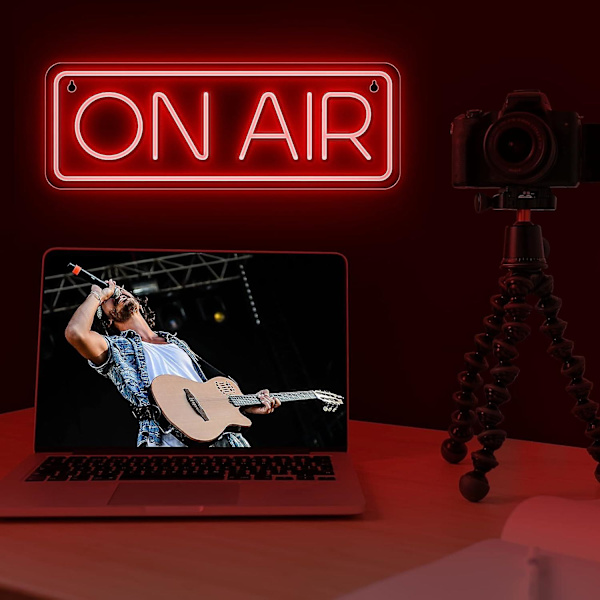 On Air Skilt - Live On Air Neon Skilt Til Twitch, Tiktok, Youtube Streamere/gamere - Live Streaming/optagelse Lys Skilt - Rød
