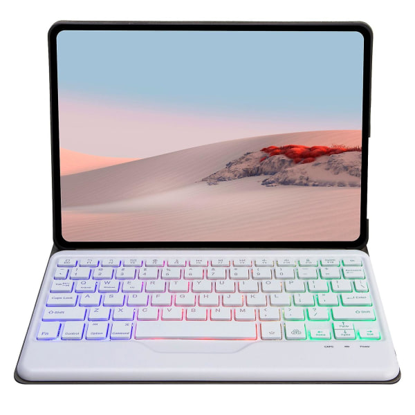 Til Microsoft Surface Go/Go 2/Go 3 Tre Farver Baggrundsbelyst Bluetooth 5.0 Tastatur + Træstruktur PU Læder