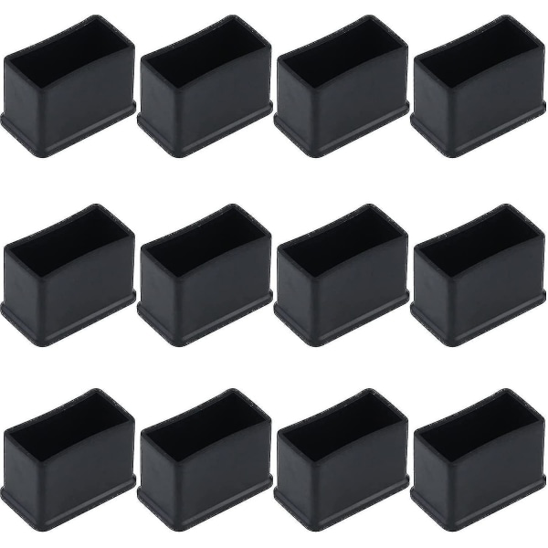 12 pakke 15 X 30 mm sort rektangulær gummifilt bord eller stol benbeskytterhætter