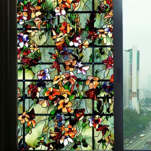 3d statisk klæbende vinduesfilm frostet farvet kameliaglasklistermærke Privat dekorativt glasklistermærke til badeværelsesindretning