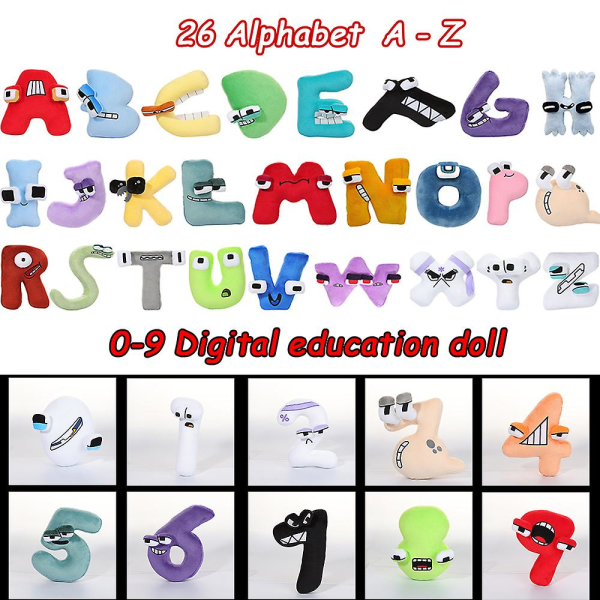 Alphabet Lore Plyschleksaker 0-9 Nummerdjur Plushie Utbildning Numberblock Dockor För Barn Barn Julgåva