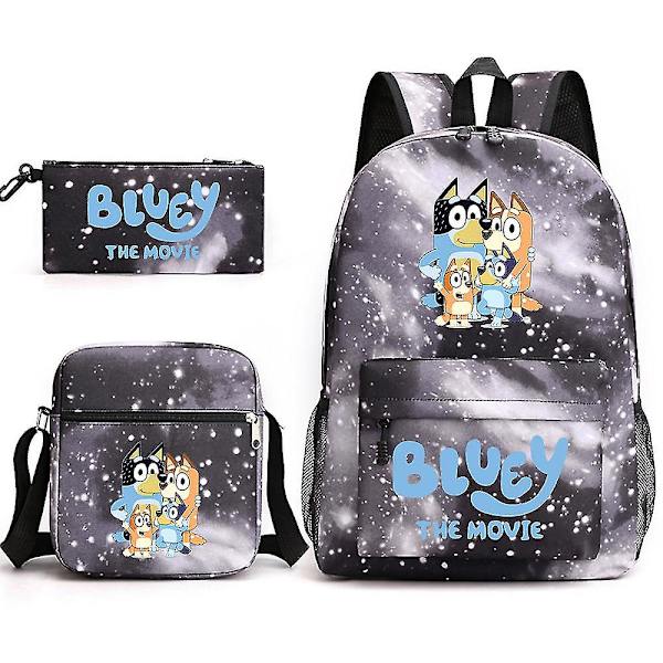 Bluey kolmiosainen koululaukku Starry Black 3