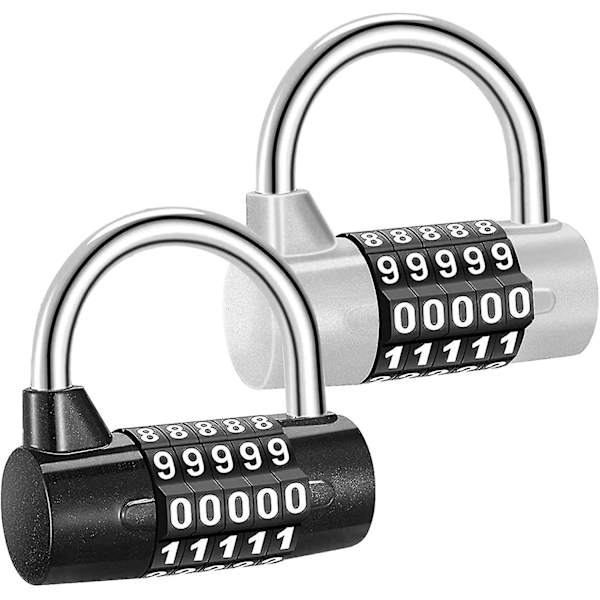 Hänglås med numerisk kod, 2-pack hänglås, kombinationslås, 5-positionslås