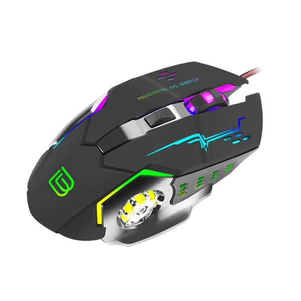 6 nycklar Gaming Mus Ergonomi Makro Trådbunden Luminous Mouse 3200dpi Mekanisk